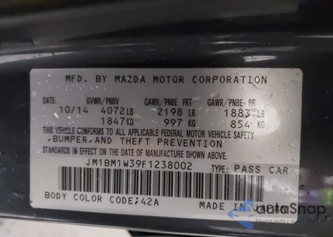 2015 Mazda Mazda3 S Grand Touring from USA, damaged, VIN JM1BM1W39F1238002